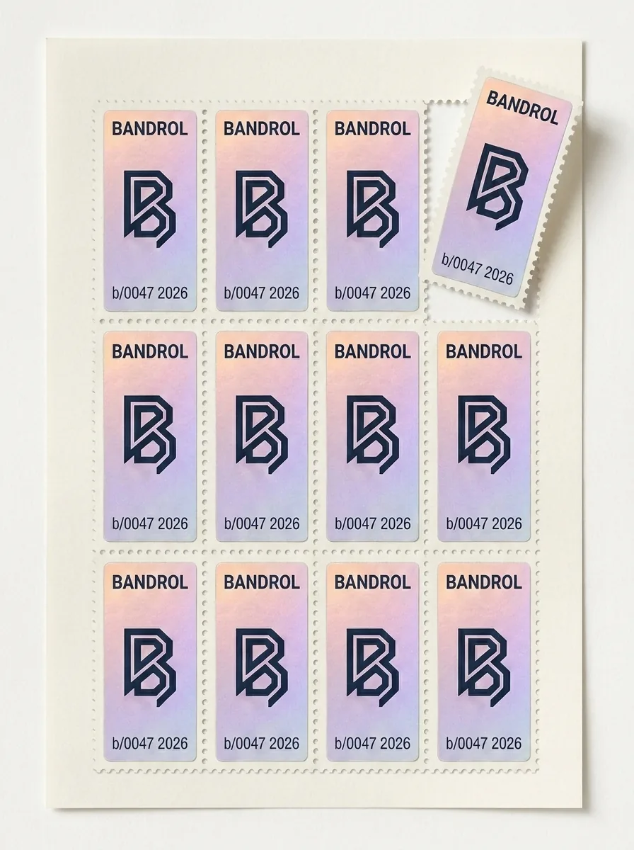 A numbered sheet of bandrol seals